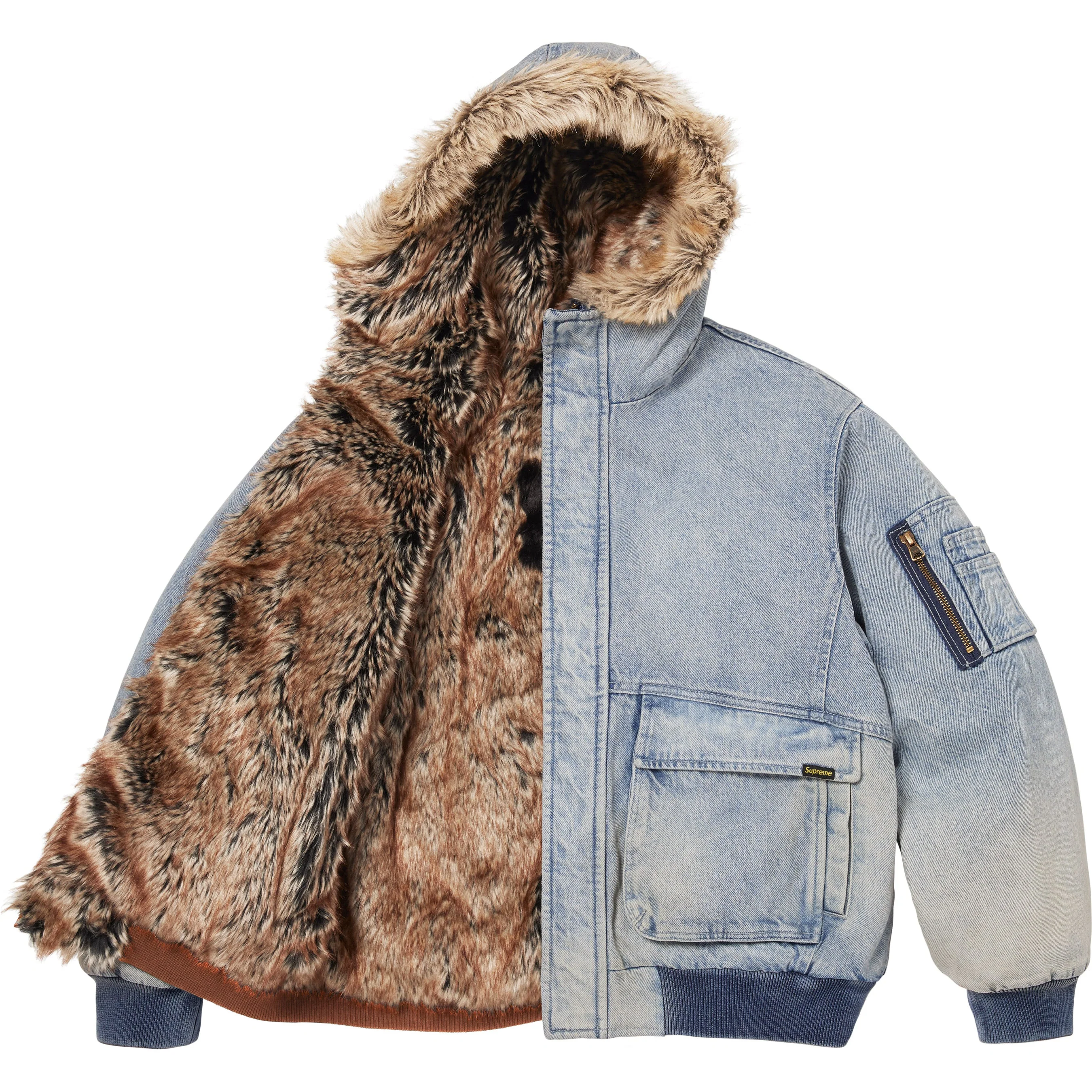 Reversible Faux Fur Hooded Work Jacket view 28